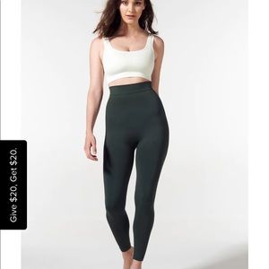 Blanqi (NWT) med., postpartum high waisted support leggings, color: forest night